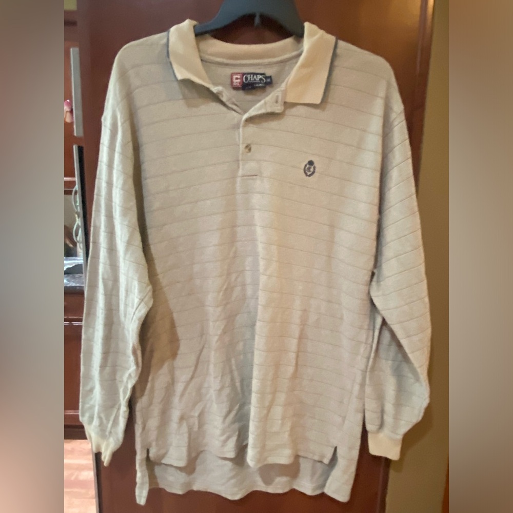 Chaps Long-Sleeve Polo Shirt - Light Tan